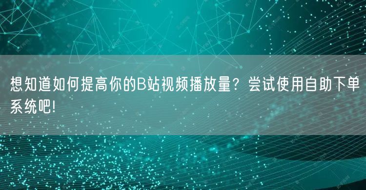 想知道如何提高你的B站视频播放量?尝试使用自助下单系统吧!