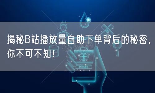 揭秘B站播放量自助下单背后的秘密,你不可不知!