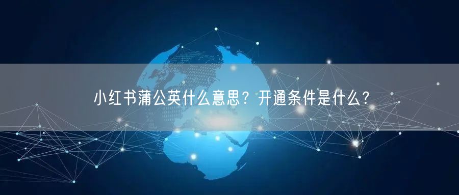 小红书蒲公英什么意思？开通条件是什么？