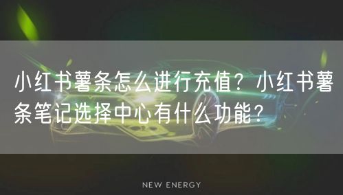 小红书薯条怎么进行充值？小红书薯条笔记选择中心有什么功能？