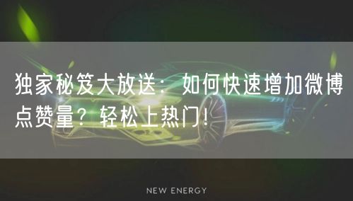 独家秘笈大放送：如何快速增加微博点赞量？轻松上热门！