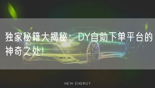 独家秘籍大揭秘：DY自助下单平台的神奇之处！