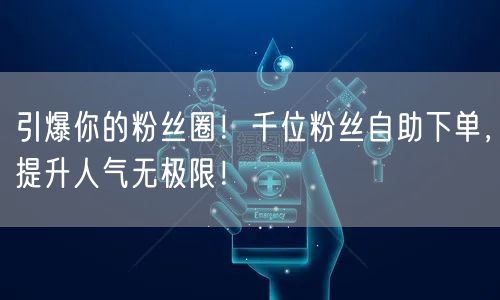 引爆你的粉丝圈！千位粉丝自助下单，提升人气无极限！