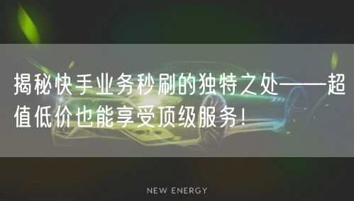 揭秘快手业务秒刷的独特之处——超值低价也能享受顶级服务!
