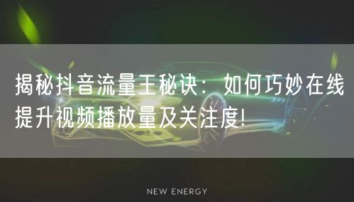 揭秘抖音流量王秘诀：如何巧妙在线提升视频播放量及关注度!