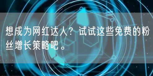 想成为网红达人？试试这些免费的粉丝增长策略吧。