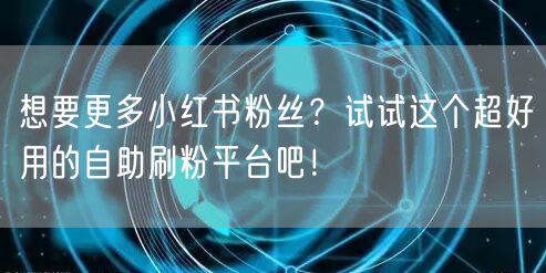 想要更多小红书粉丝?试试这个超好用的自助刷粉平台吧!