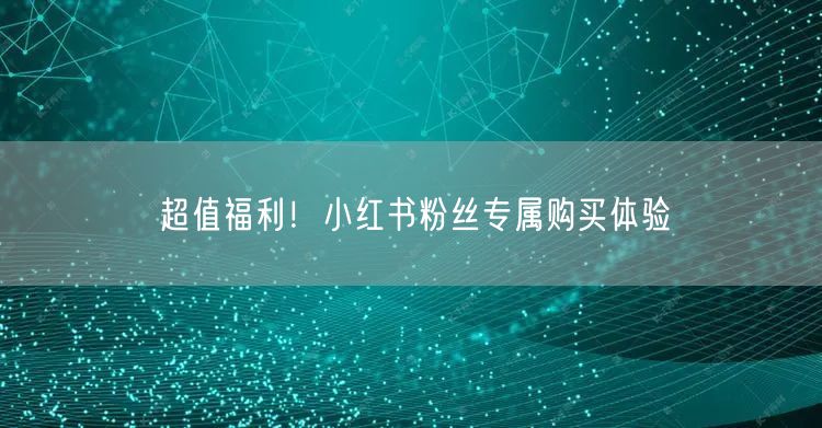 超值福利！小红书粉丝专属购买体验