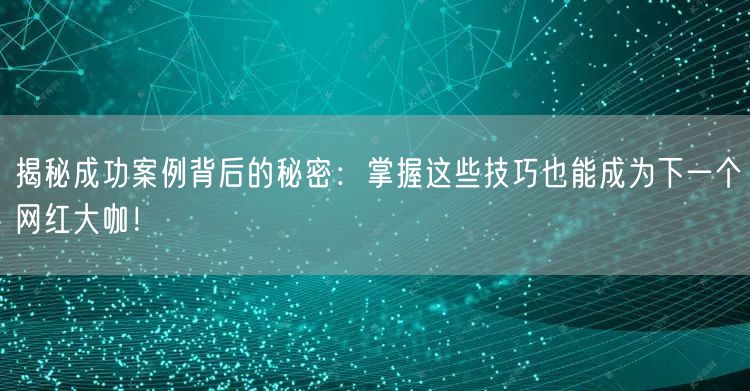 揭秘成功案例背后的秘密:掌握这些技巧也能成为下一个网红大咖!