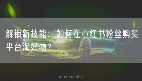 解锁新技能：如何在小红书粉丝购买平台淘好物？