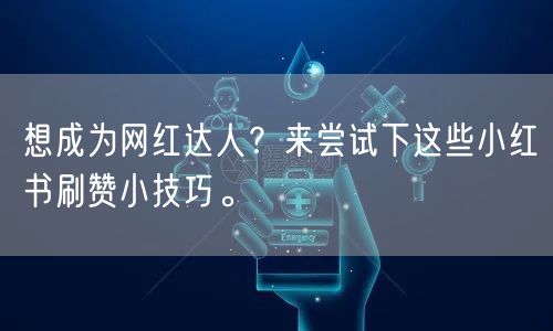 想成为网红达人？来尝试下这些小红书刷赞小技巧。