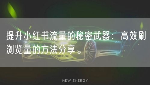 提升小红书流量的秘密武器：高效刷浏览量的方法分享。