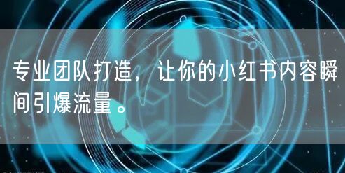 专业团队打造,让你的小红书内容瞬间引爆流量。