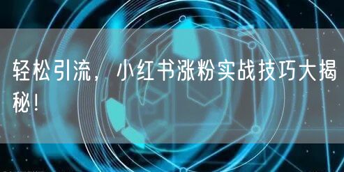 轻松引流，小红书涨粉实战技巧大揭秘！