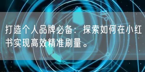 打造个人品牌必备：探索如何在小红书实现高效精准刷量。