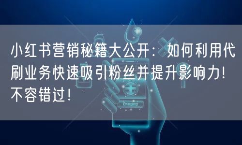 小红书营销秘籍大公开：如何利用代刷业务快速吸引粉丝并提升影响