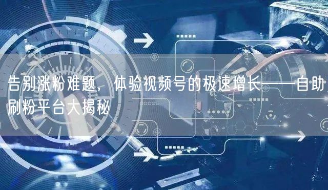 告别涨粉难题,体验视频号的极速增长——自助刷粉平台大揭秘