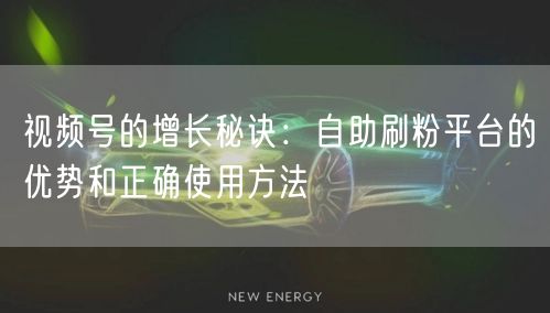 视频号的增长秘诀：自助刷粉平台的优势和正确使用方法