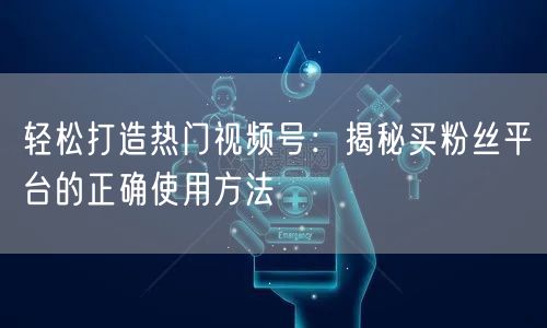 轻松打造热门视频号:揭秘买粉丝平台的正确使用方法