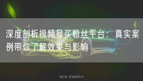 深度剖析视频号买粉丝平台：真实案例带你了解效果与影响