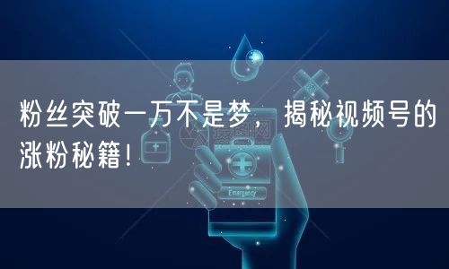 粉丝突破一万不是梦，揭秘视频号的涨粉秘籍！