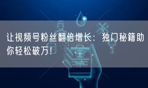 让视频号粉丝翻倍增长:独门秘籍助你轻松破万!