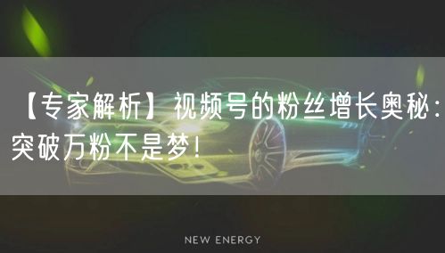 【专家解析】视频号的粉丝增长奥秘：突破万粉不是梦！