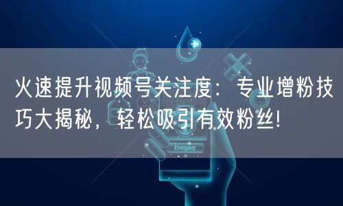 火速提升视频号关注度:专业增粉技巧大揭秘,轻松吸引有效粉丝!