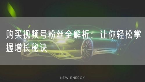 购买视频号粉丝全解析：让你轻松掌握增长秘诀