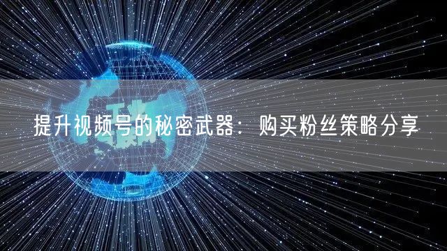 提升视频号的秘密武器：购买粉丝策略分享