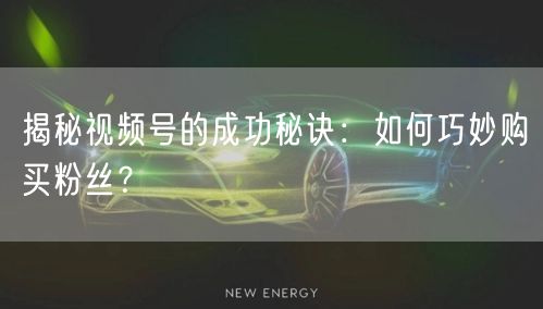 揭秘视频号的成功秘诀：如何巧妙购买粉丝？