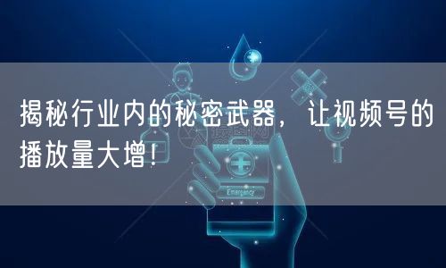 揭秘行业内的秘密武器，让视频号的播放量大增！