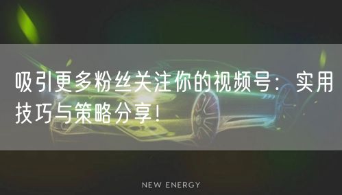 吸引更多粉丝关注你的视频号：实用技巧与策略分享！